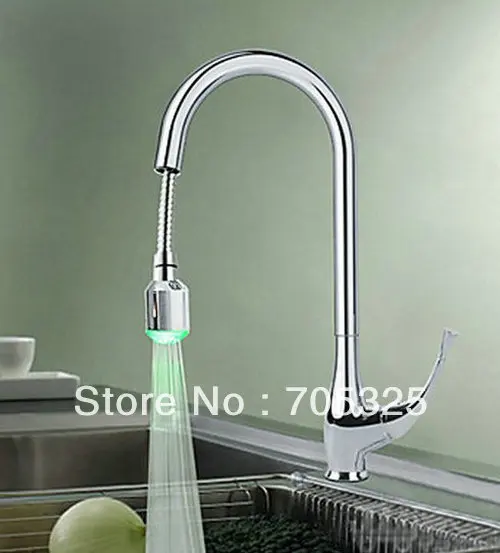 New Polished Chrome Tap Newly Kitchen Sink LED Pull Out Mixer Faucet Z342 | Обустройство дома