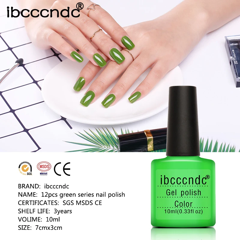 12 шт./лот УФ гель для ногтей зеленая серия полуперманентный праймер лак лакировка