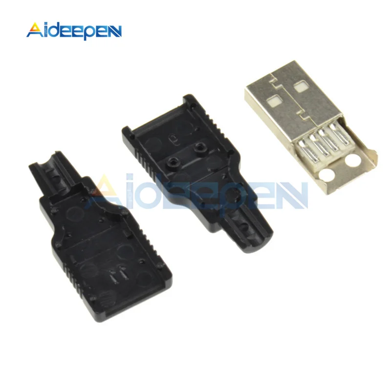 10 шт./лот Тип USB 2,0 Мужской Женский 4 Pin разъем с черной Пластик крышка Тип-соединяющий адаптер, комплектующие детали для автомобиля, DIY Наборы