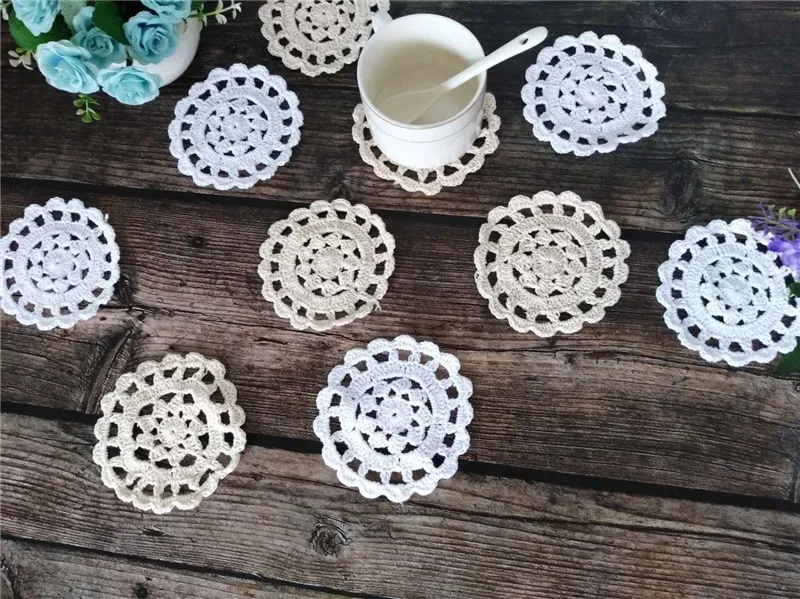 Круглая винтажная хлопковая Рождественская салфетка под приборы 10 см столовые