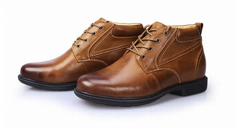 brown Cyabmoz/модные брендовые мужские туфли из натуральной кожи, визуально увеличивающие рост; Мужские Повседневные Вечерние туфли на шнуровке, на каблуке 9 см - Цвет: brown