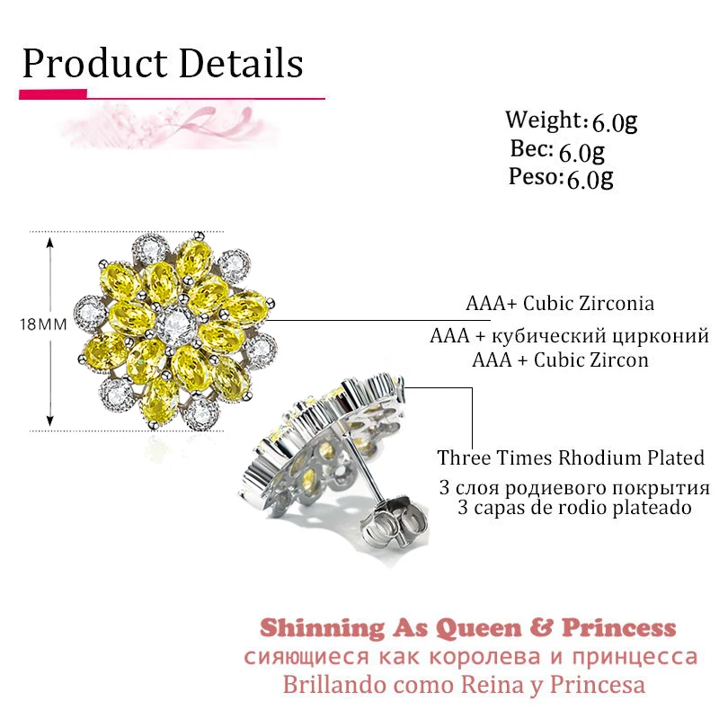 Модные корейские серьги в форме цветка для женщин с кубическим цирконием