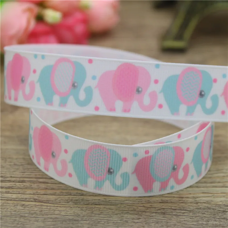 DHK 7/8 'ɵ ярдов лисы с нарисованным слоном для напечатан grosgrain ленты ленточный
