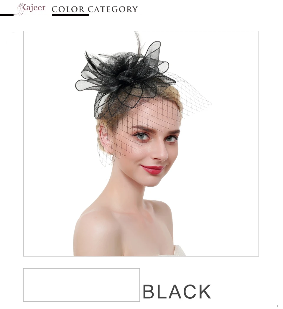 Kajeer стиль женские перьевые сетки Hairwear чародейные шляпы лошадь гонки праздничные шапки невесты пряди волос аксессуары для волос