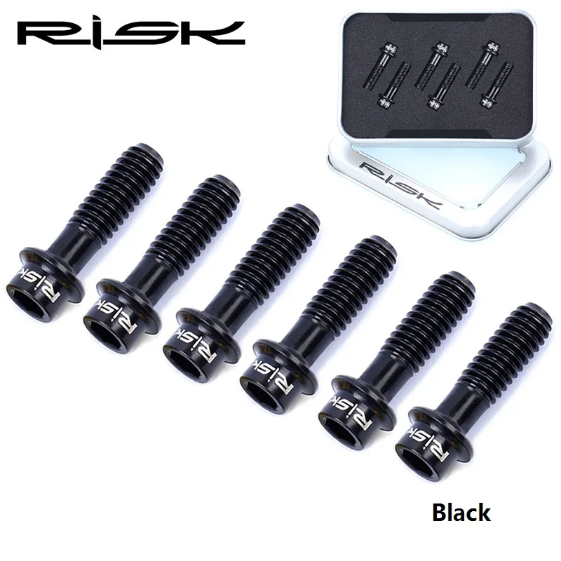 RISK 6 шт. M5* 18 мм титановые SL крепежные болты для руля MTB велосипеда руля TC4 SL винт крепежные детали для велосипеда - Цвет: Black