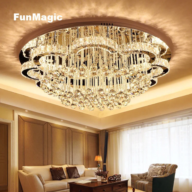 

Modern Romantic Crystal Flower LED Ceiling Light Large Living Room Diamond Crystal Ball Lighting Bedroom Ceiling Fixture Lamp