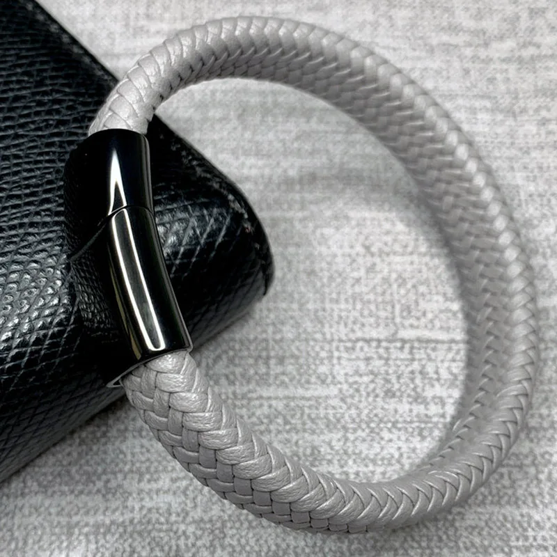 G Black Clasp Мужской браслет, многоцветные плетеные кожаные браслеты, модные, нержавеющая сталь, магнитная застежка, мужской браслет на запястье,, Pulsera Masculina - Окраска металла: G Black Clasp