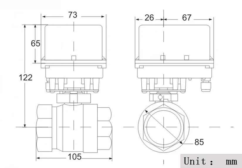 G" DC12V/24 V моторизованный шаровой клапан, DN50 фиксированного типа Электрический шаровой кран