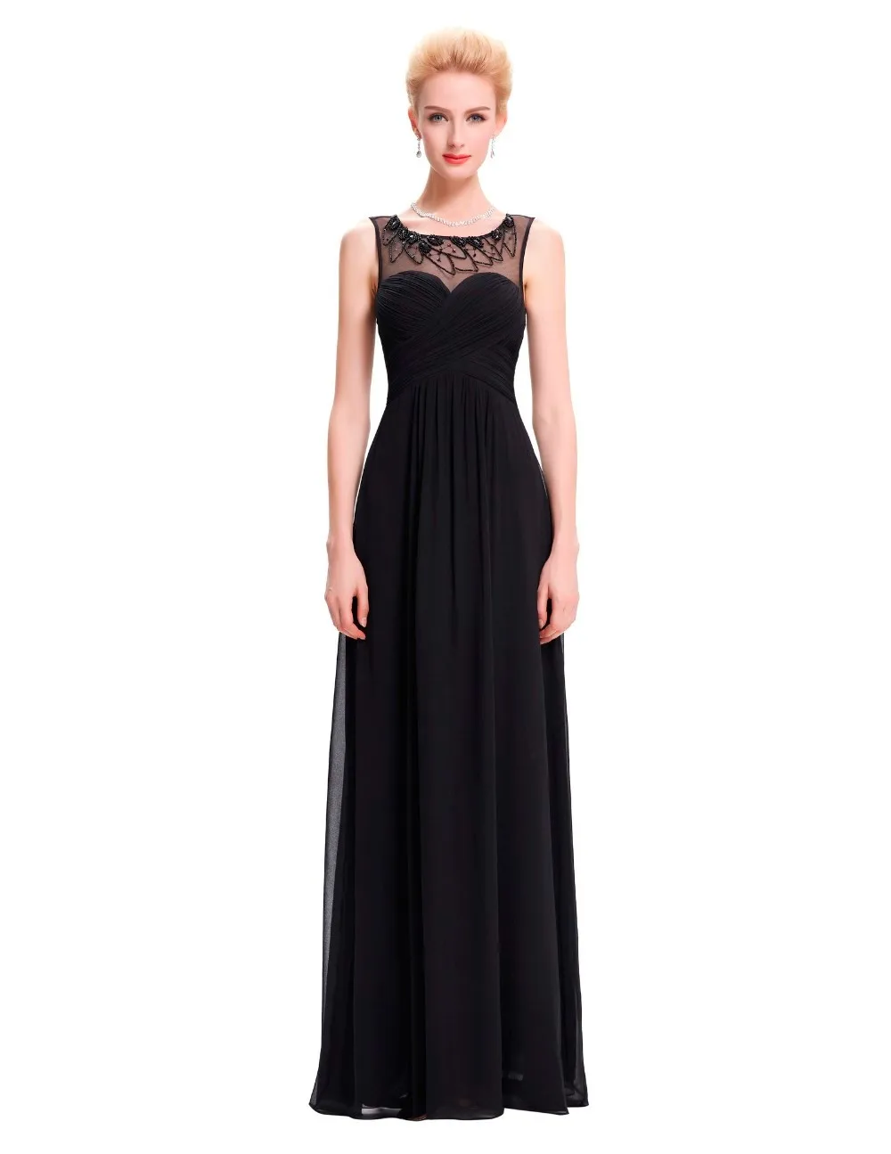 Hot Sale Scoop Neck A-line Light Blue Long Evening Dresses Pleats Beaded Formal Gowns Abendkleid Vestido De Noite | Свадьбы и