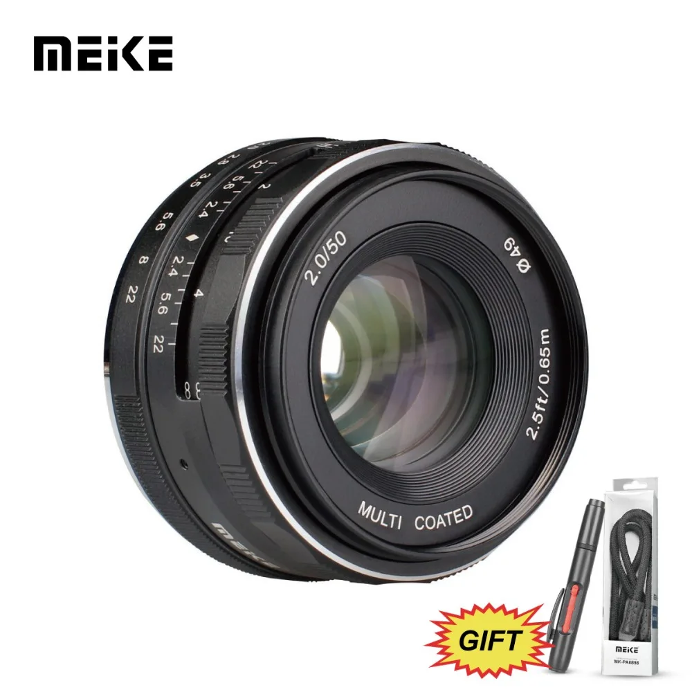 Meike MK 50 мм f2.0 с широкой диафрагмой и ручной фокусировкой для ЖК-дисплея с подсветкой Fujifilm X-T20 X-T2 X-E3 X-T1 X-T10 X-A2 X-E2 X-E2s APS-C Камера+ подарок