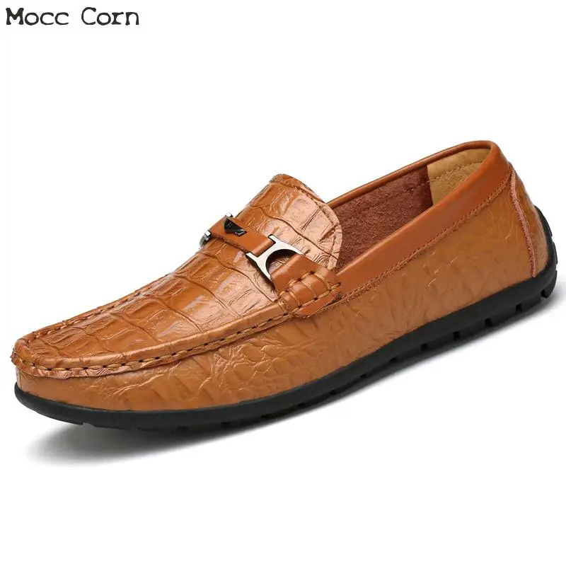 Plus Size 38~47 Men Genuine Leather Loafers Crocodile Shoes Breathable Mens Driving Spring Slip On Flats Moccasins Homme | Обувь