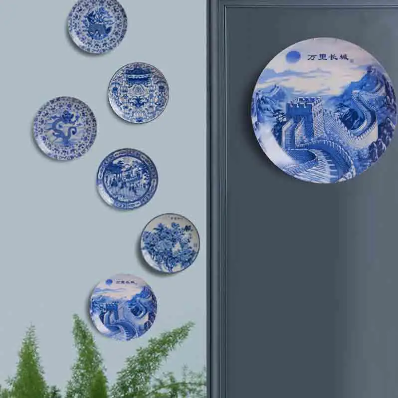 

Chinese Style Jingdezhen Blue and White Ceramic Plates Series Hanging PlateHome Decoration Porcelain Plate