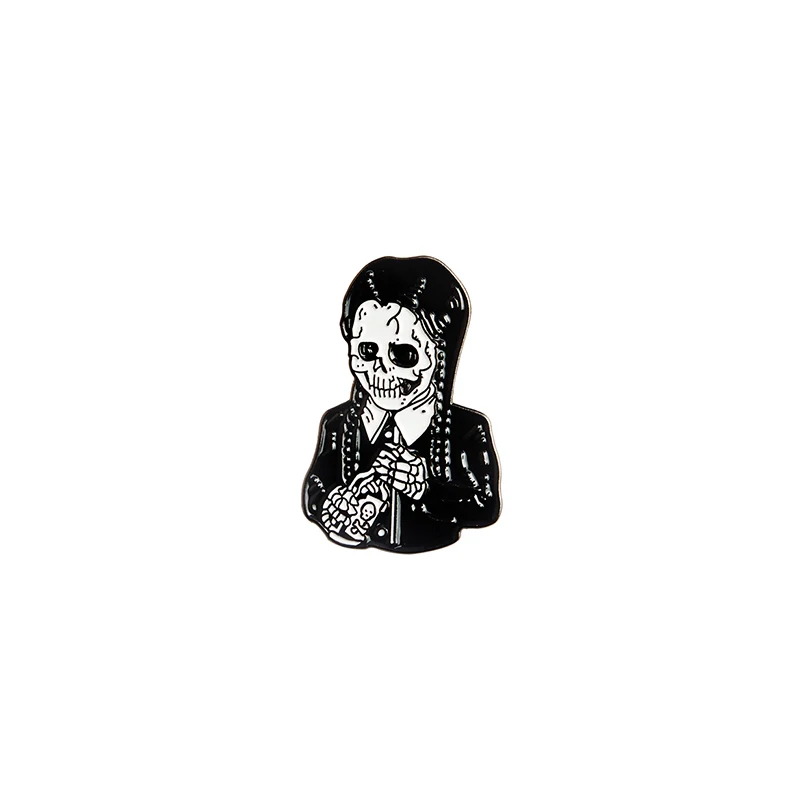 Style1 Black Dead Lovers Скелет Череп девушка сердце гроб Грим жнец руки булавки сумка джинсовая рубашка нагрудные эмалированные значки ювелирные изделия - Окраска металла: Style1