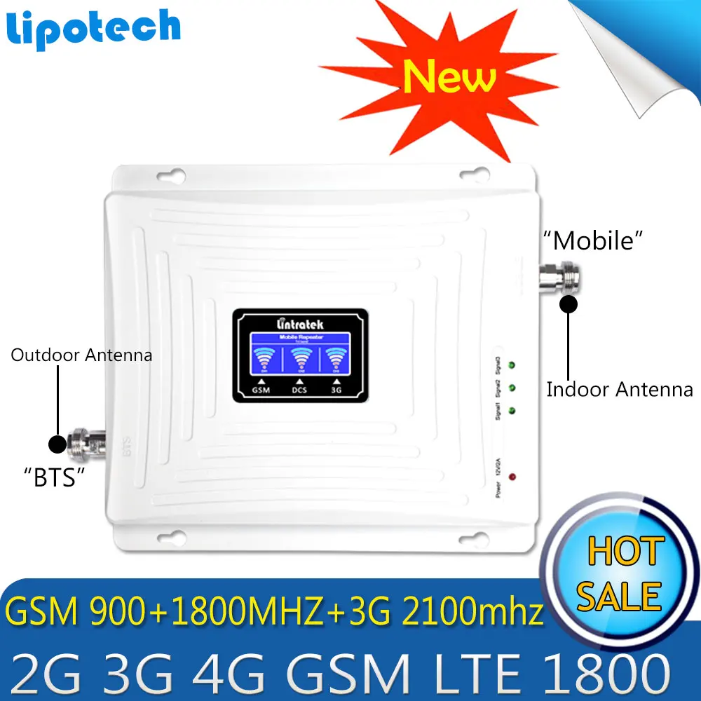 Два антенны Набор трехдиапазонный усилитель сигнала GSM 900 3G WCDMA 2100 4G LTE 1800 сотовый