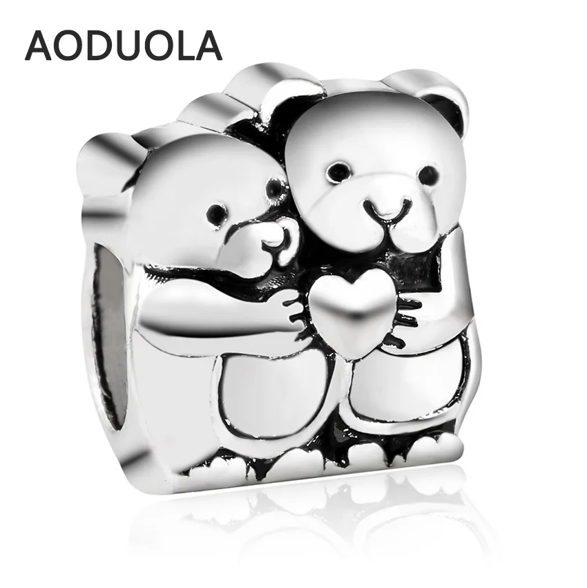 10 шт./партия милые бусины в виде медведя посеребренный сплав рукоделие большое