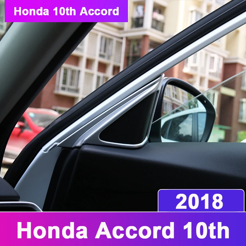 

For Honda Accord 10th 2018 ABS Chrome Car Front Door Window Inner Triangle A Colum Covers Trims Interior Moulding Accessories