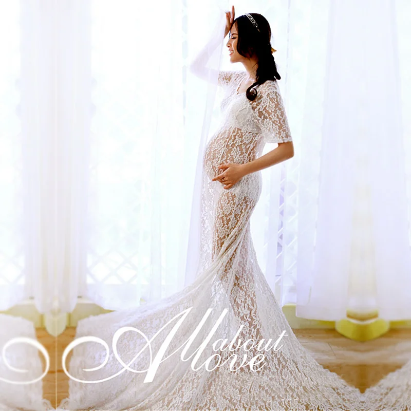 2017 реквизит платье для беременных белое кружевное | Мать и ребенок