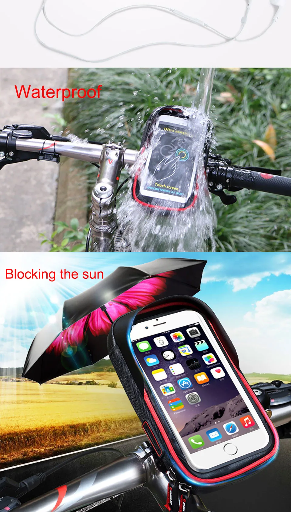 Сенсорный экран ТПУ Водонепроницаемая велосипедная сумка для MTB Горная дорога велосипед Велоспорт держатель для мобильного телефона сумка чехол