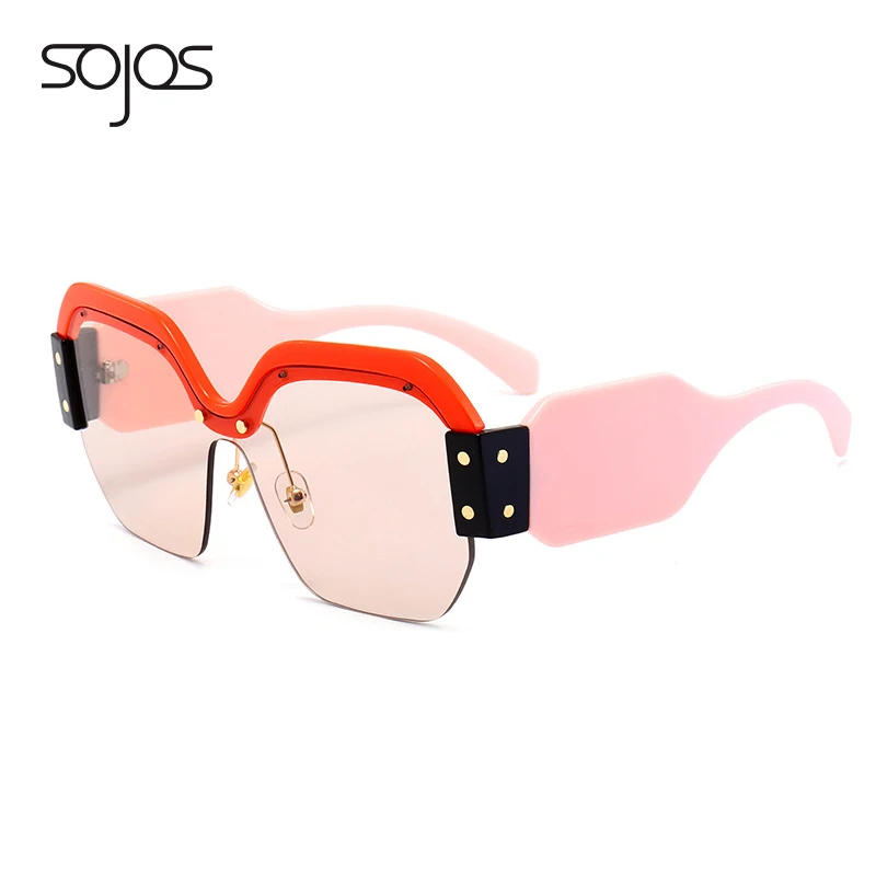 SOJOS женские крупные квадратные красные солнцезащитные очки Брендовые