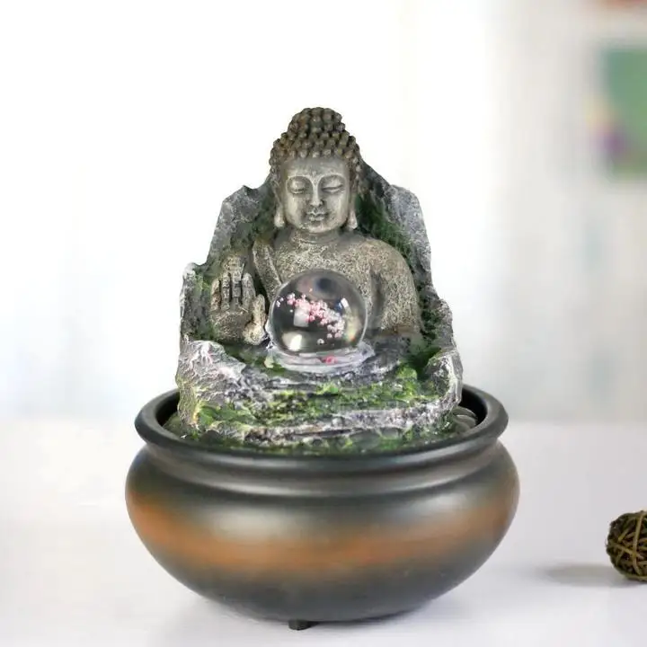 Водное оформление креативный маленький фонтан Fengshui с круглым дизайном Будды |