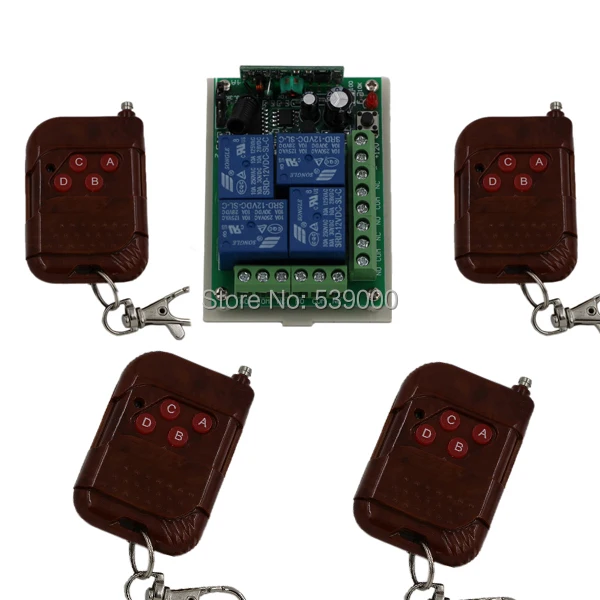 

DC 12V 4 CH 4CH RF Wireless Remote Control Switch teleswitch System,Transmitter Receiver 315/433MHZ