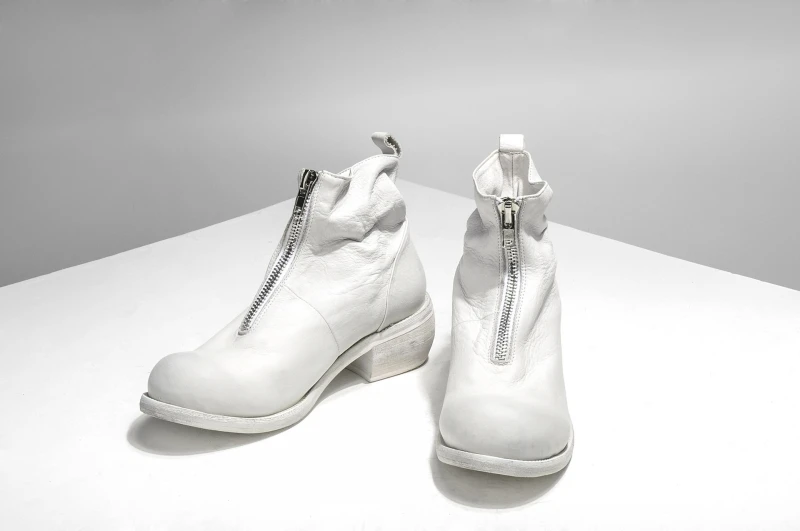 Vintage Genuine Leather Zip Boots Men Round Toe Ankle Riding Boots Luxury Brand Men Casual Shoes White High Top Sneakers 38-44