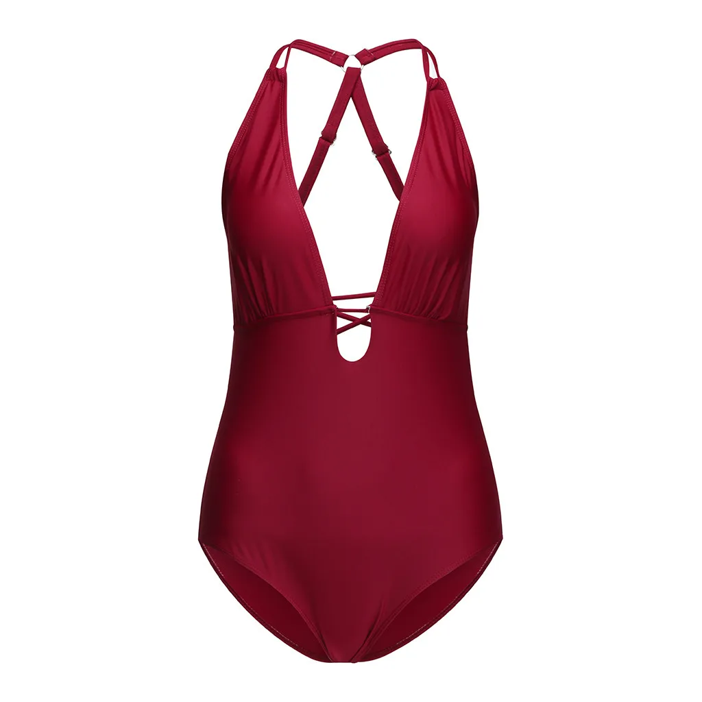 Женский цельный купальник SAGACE однотонный на бретельках боди для отдыха пляжный