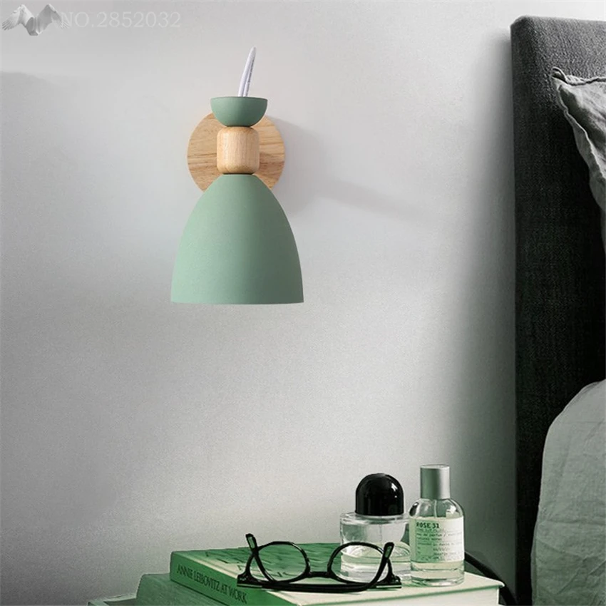 Современные минималистичные Деревянные Настенные светильники Macarons Светильники