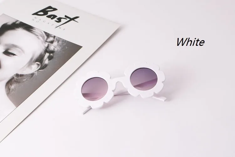 Винтажные очки детские солнцезащитные очки с круглым цветком Gafas детские спортивные солнцезащитные очки UV400 для девочек и мальчиков Oculos De Sol - Цвет линз: White