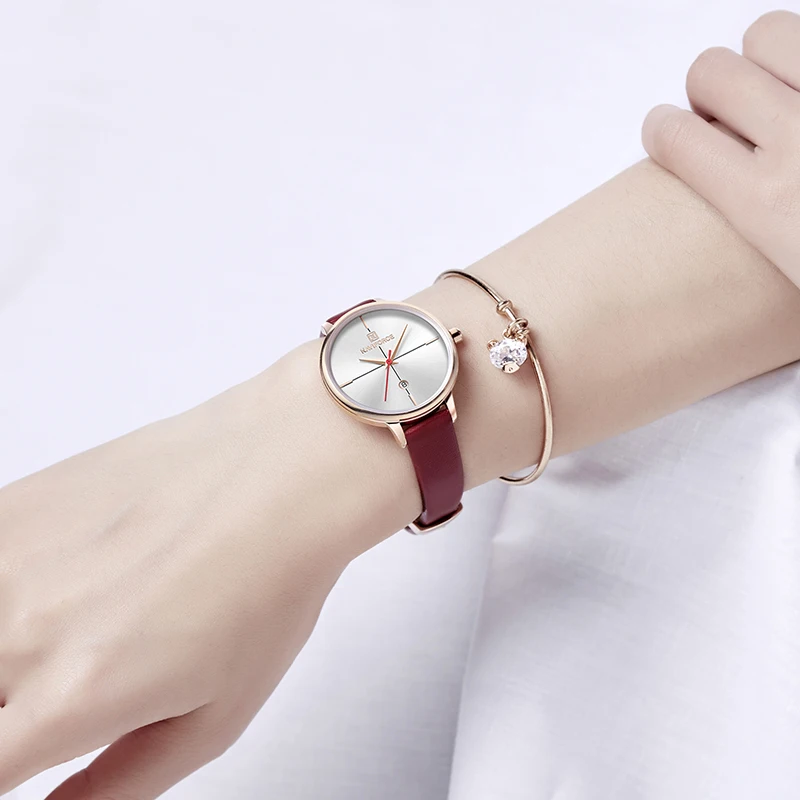 NAVIFORCE женские часы люксовый бренд Модные Кварцевые кожаные простые Relogio Feminino bayan