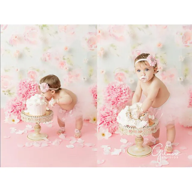 

Vinyl Photography Background Newborn Birthday Pink Flower Pattern Children baby Fotografia Backgrounds for Photo Studio