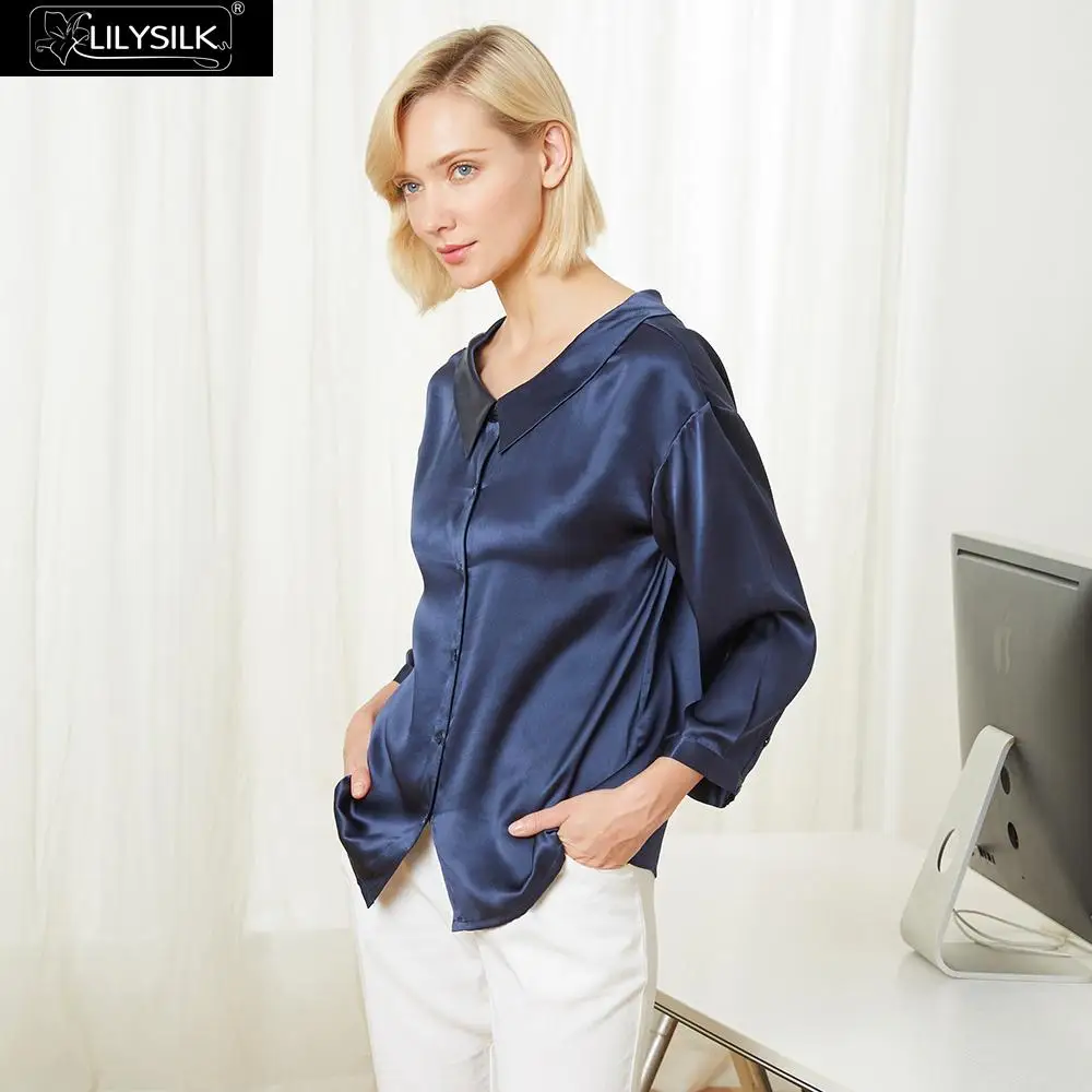LILYSILK Блузка Элегантные Челси воротник летом шелка дам Бесплатная доставка