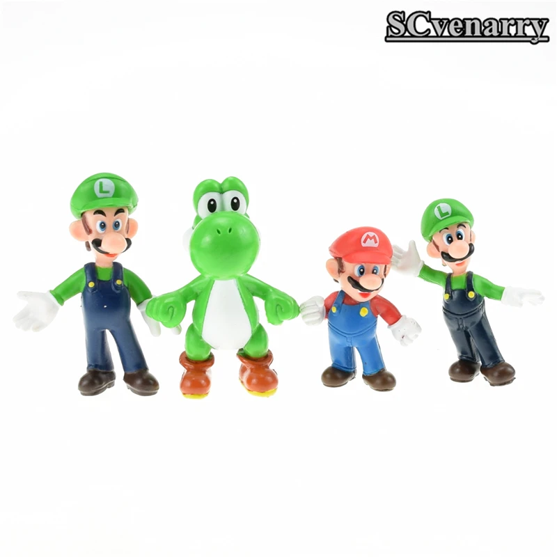 18 шт./лот Super Mario Bros brinquedos yoshi динозавр персик жаба Гумба ПВХ Фигурки коллекционные