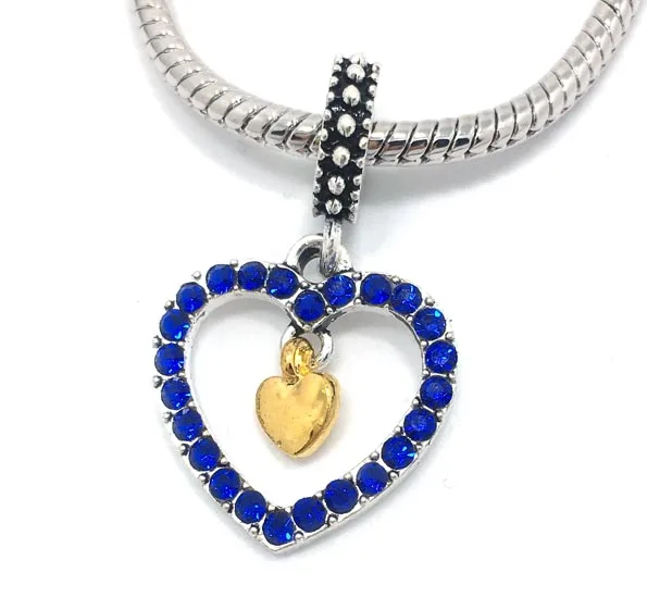 Free Shipping 2017 20pcs 32x19mm big hole double heart rhinestone pendant alloy beads fit European bracelet &amp necklace DIY | Украшения и