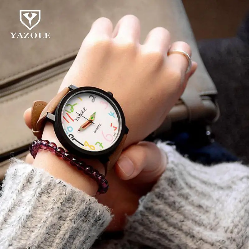 Мужские и женские кварцевые часы YAZOLE модные радужные наручные карандаш 347|watch f|watch
