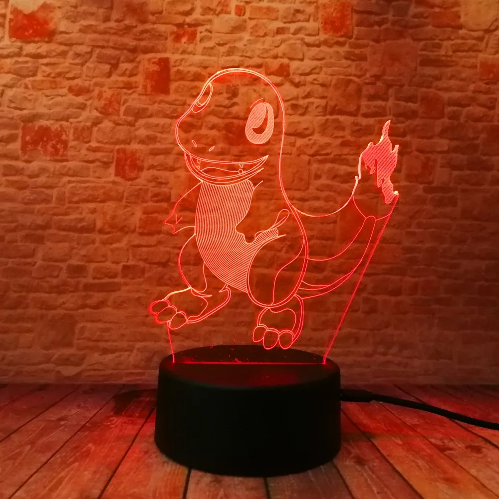 Горячие Pokemons Go игры Рождество 3D маленький Огненный Дракон светодиодный ночник 7