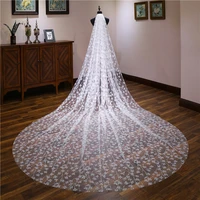 new bling sequins long ladies bridal veil 4m cathedral veil ivory champagne bridal wedding hair accessories with comb