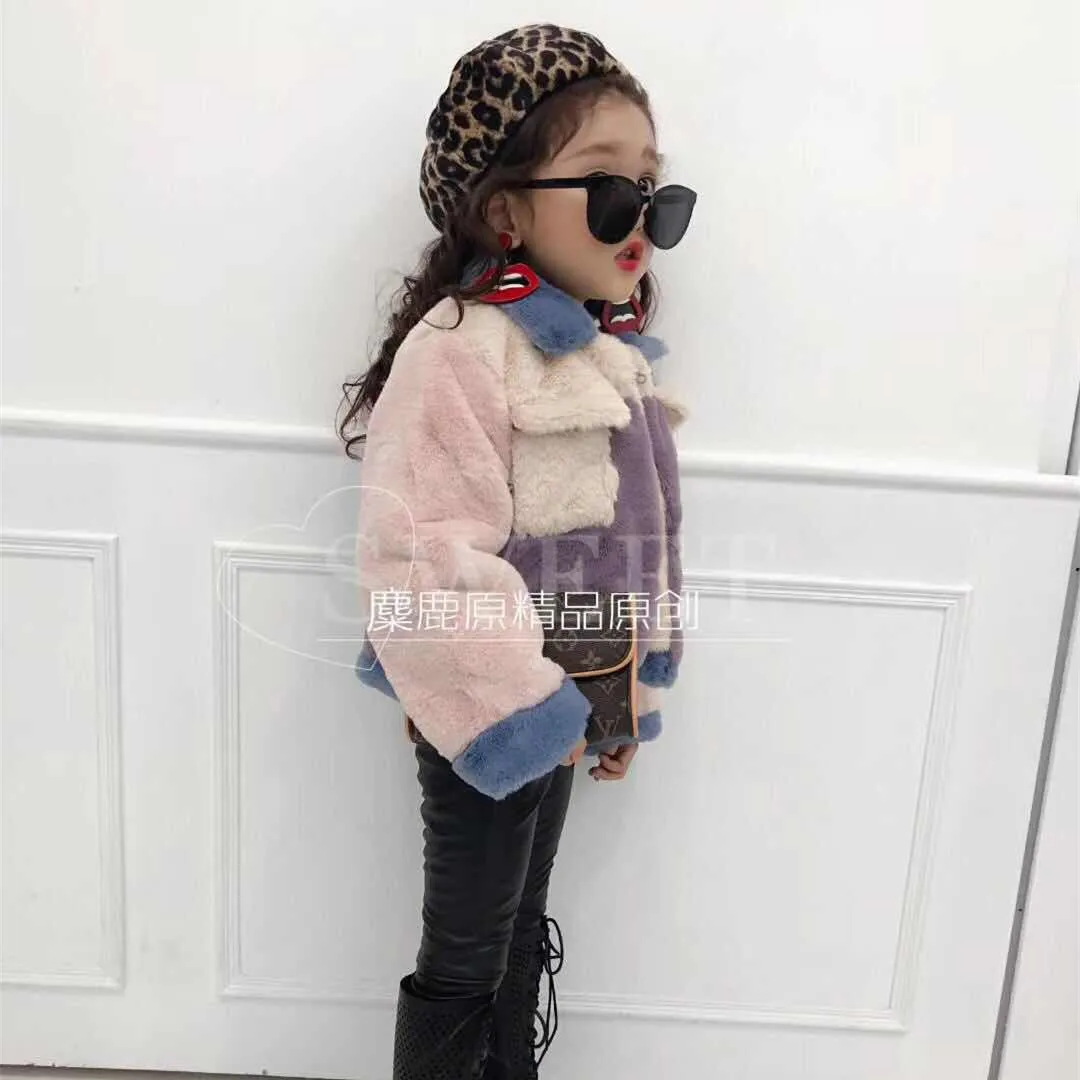 Girls wool sweater short versatile jacket autumn and winter 2018 new fashion children's foreign gas plus velvet color coat | Детская