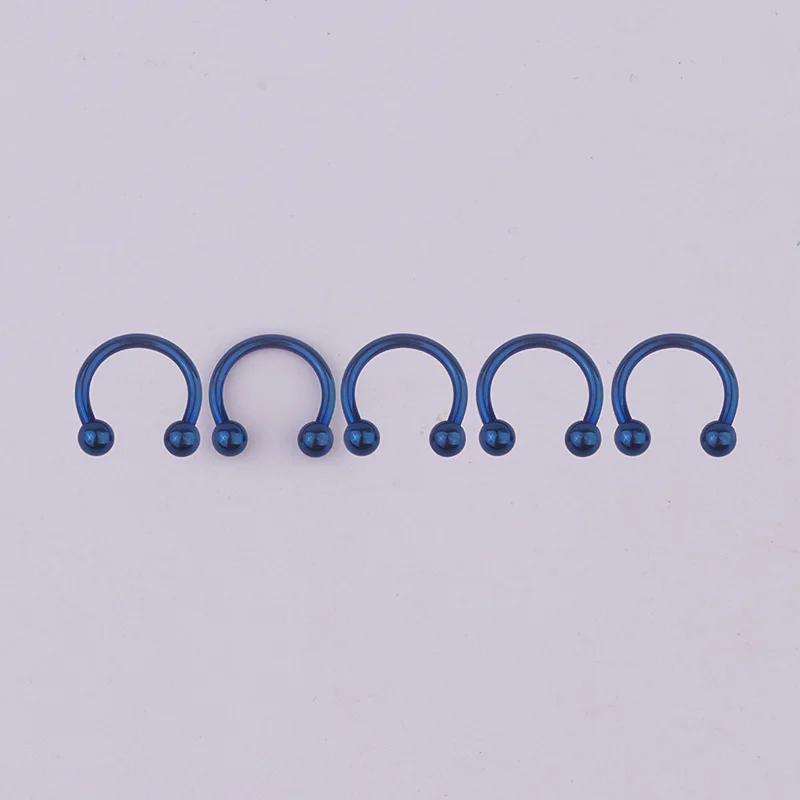 blue Продаем наборы для ухода за кожей, 5 шт. в партии, 6/8/10 мм 16G Подкова шарики украшение для пирсинга в форме подковы ниппель лепестка Нос Кольца для пирсинга перегородки носа кольца ушной хрящ Daith серьги - Окраска металла: blue