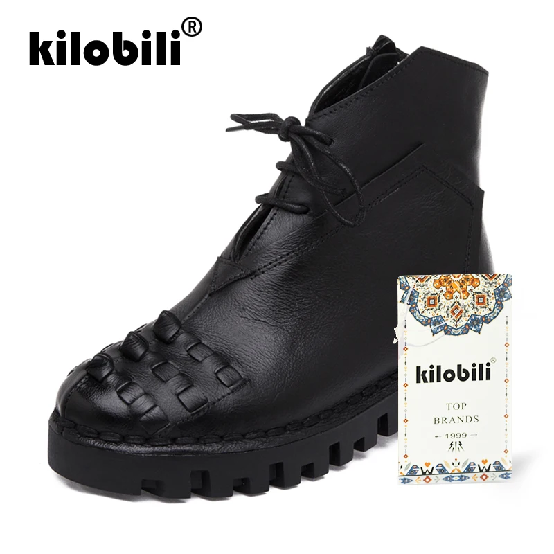 Kilobili/зимние ботинки 2018 г. женские зимние из натуральной кожи плюшевые ботильоны