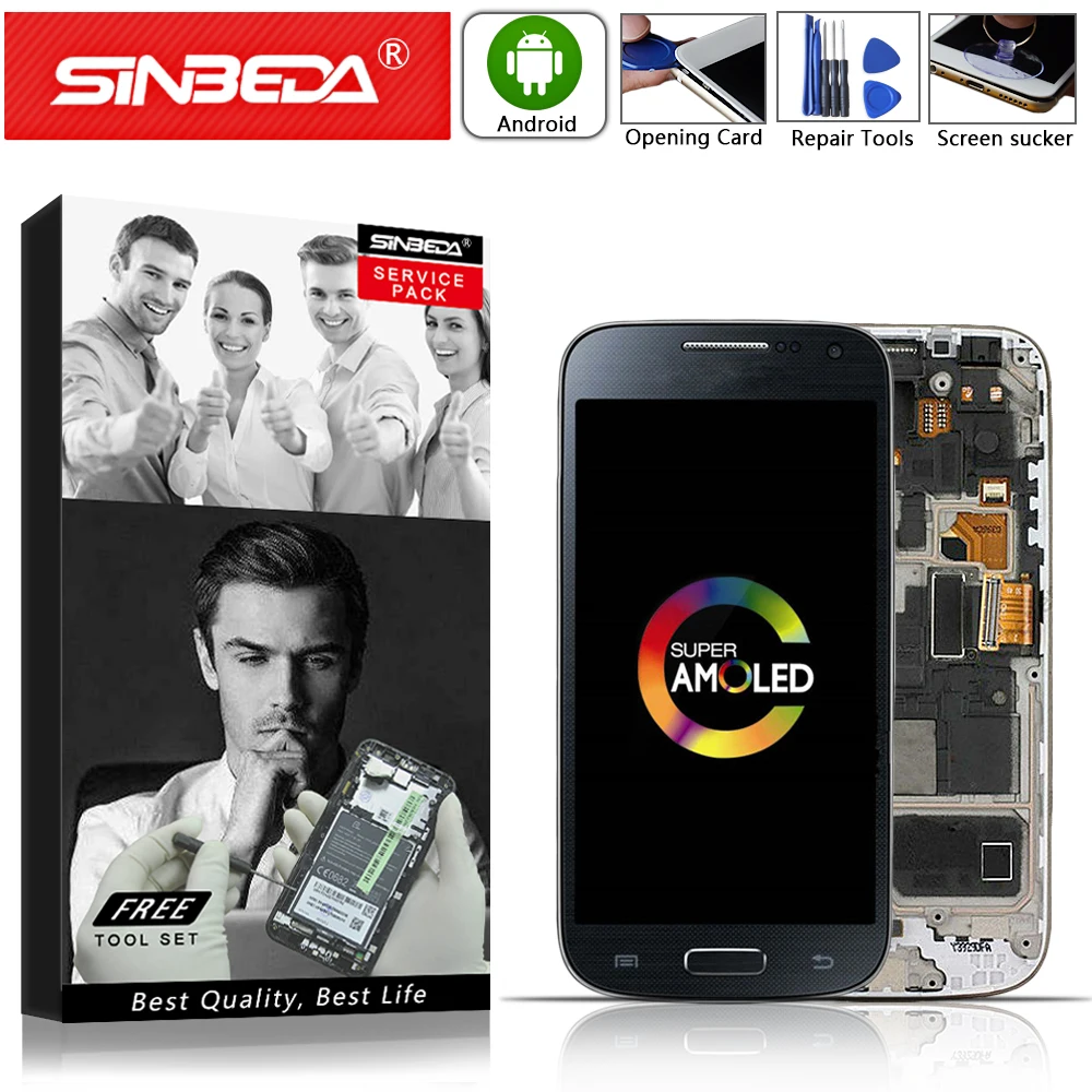 ЖК-дисплей 4 3 дюйма AMOLED для SAMSUNG Galaxy S4 Mini сенсорный экран с рамкой и дигитайзером