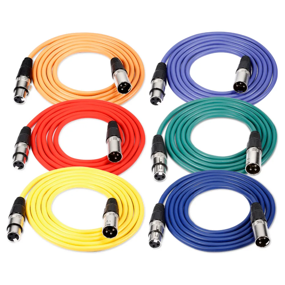 Neewer 6 Pack 1 метр аудио кабель Шнуры XLR папа к Женский микрофон цветные кабели