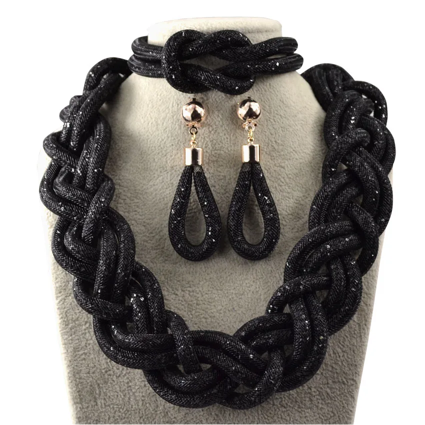 African beads jewelry sets for women black white gray party crystal necklace earrings bracelet set | Украшения и аксессуары