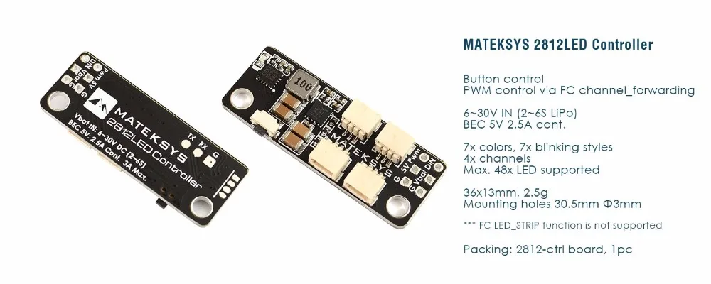 Светодиодный контроллер matek System 2812 2 ~ 6 S светодиодный модуль управления с 5 В BEC &amp