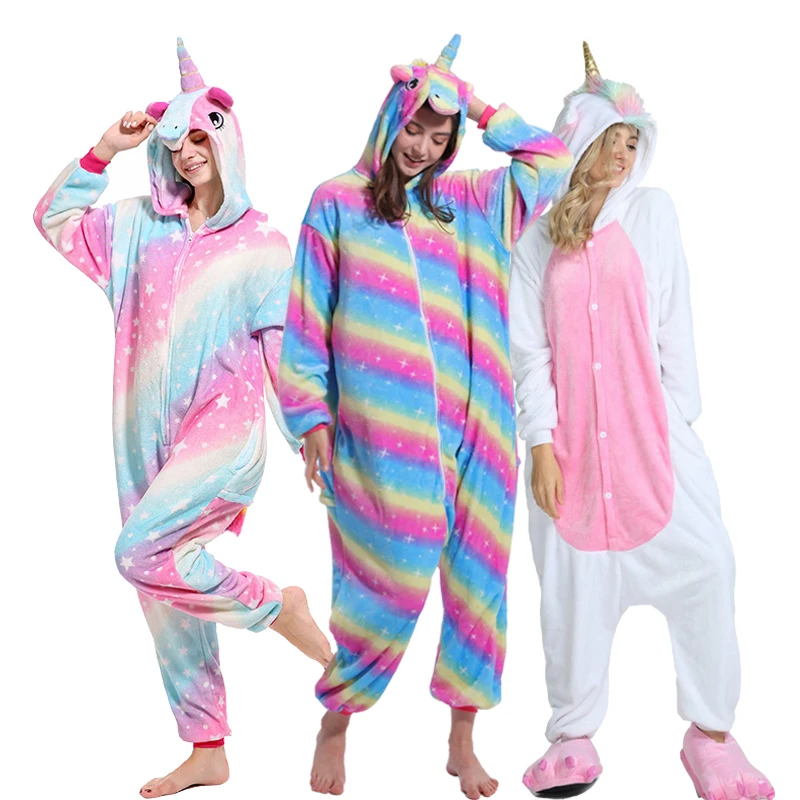 

Kigurumi Pajamas Unicorn Adult Animal Pyjamas Onesie Women Men Winter Warm Thick Sleepwear Flannel Pijamas Overalls Jumpsuit