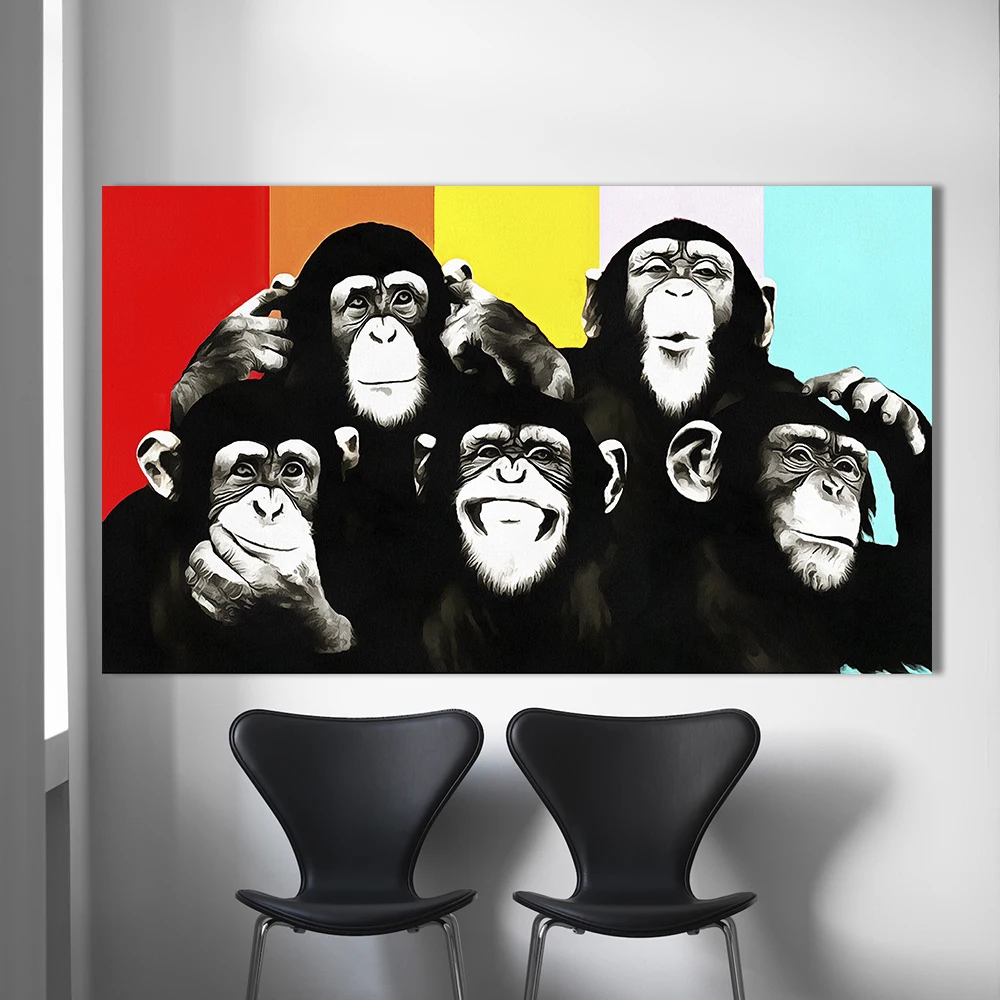 Картина на холсте забавные Chimps холст постер печать для гостиной спальни