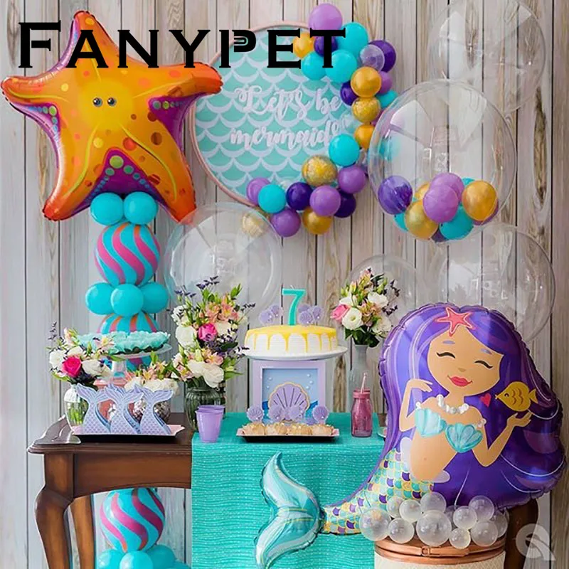 Fanypet 1 шт фольгированные шары с русалкой принцесса день рождения воздушный шар