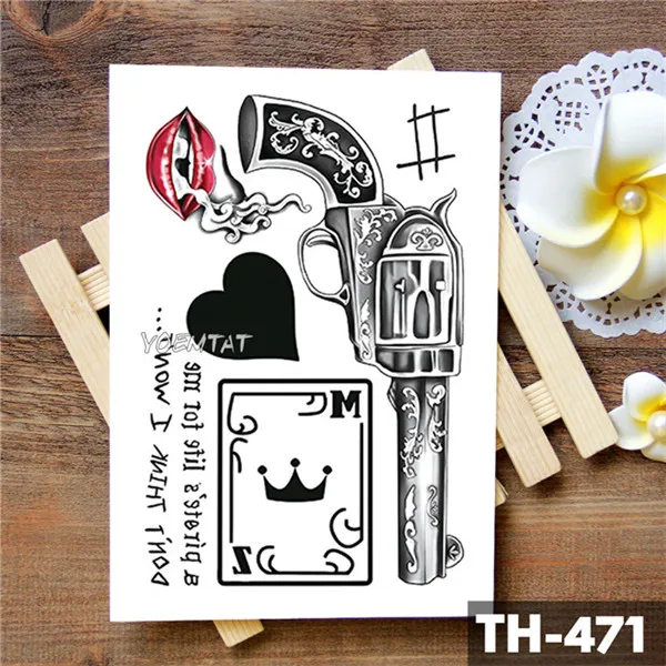 12-TH-471 Sketch Curlicue, маска клоуна, водостойкая временная татуировка, наклейка, классика, старая школа, флеш-тату, боди-арт, рука, поддельные татуировки - Цвет: 12-TH-471