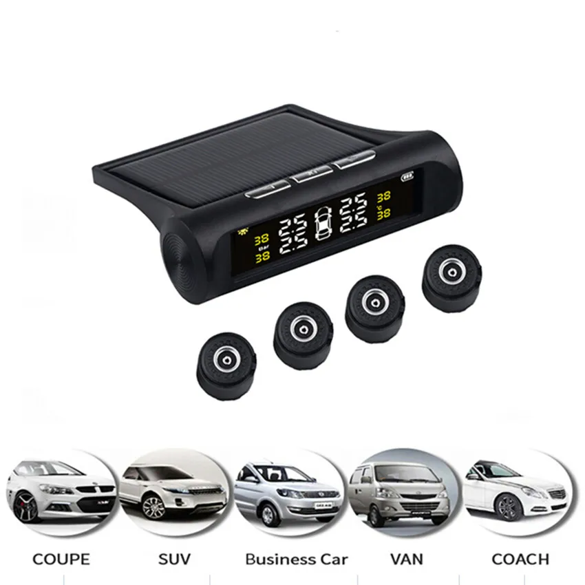 Mutiple функция сигнализации TPMS Солнечная энергия USB зарядка автомобильные системы
