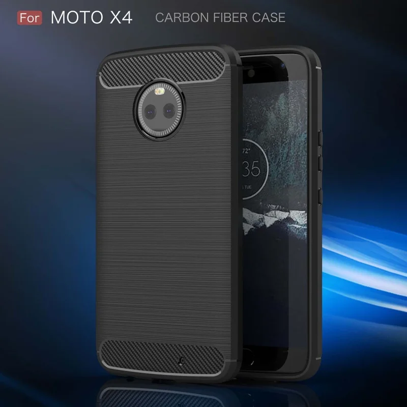 Dulcii для Motorola Moto x4 Чехол углерода Волокно текстуры щеткой мягкой ТПУ мобильный
